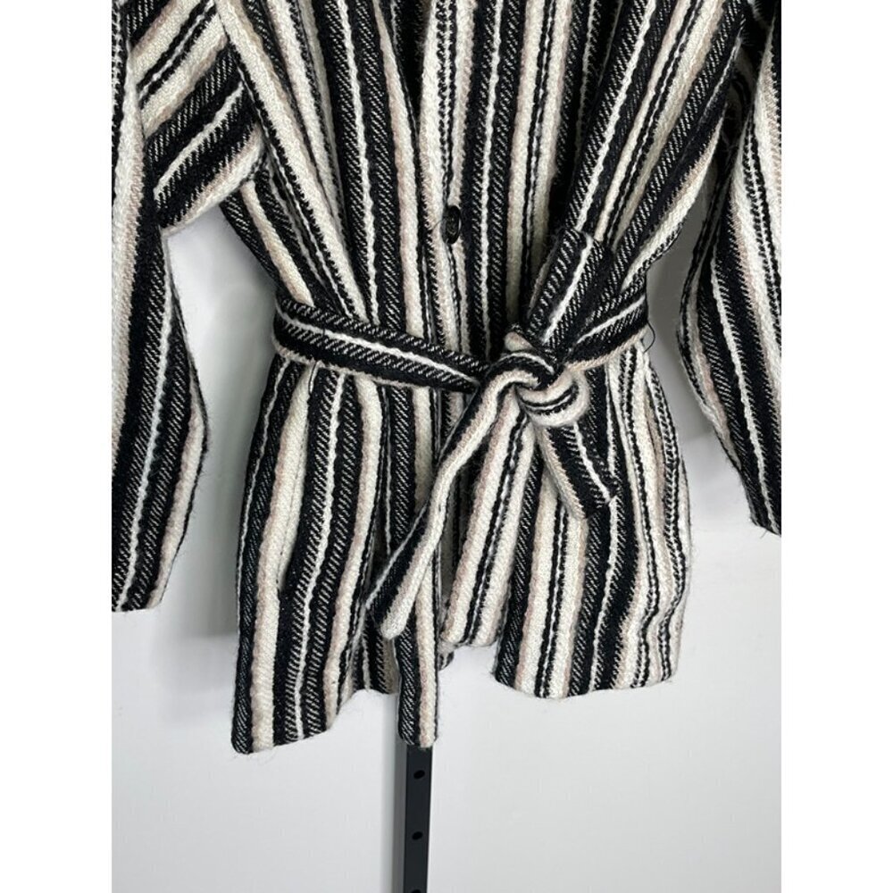 NWT See U Soon Women's White & Black Long Sleeve Belted Jacket Coat US Size M/L - Picture 4 of 10